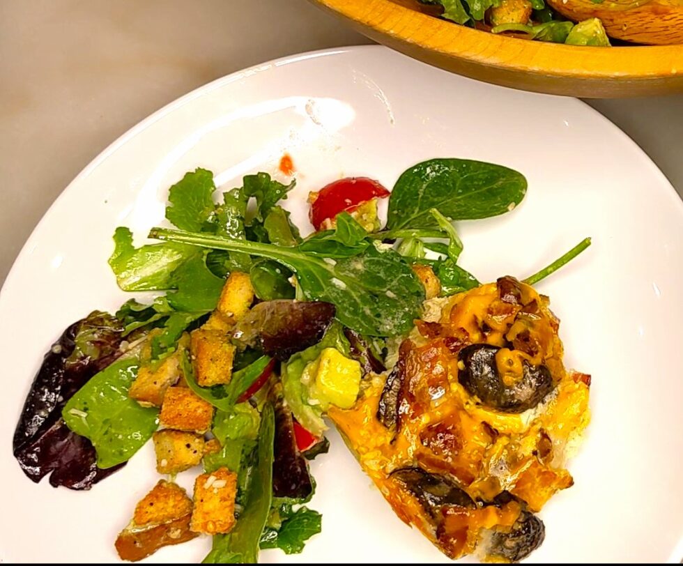 Slow Cooker Strata with Green Salad Dinner in Real Time